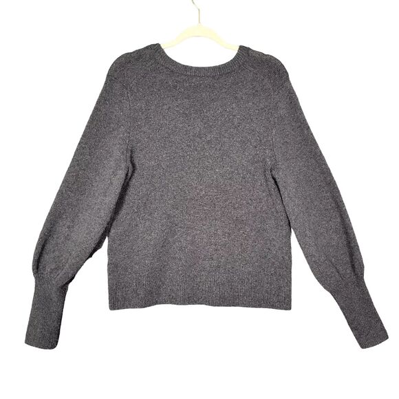 MADEWELL K5429 Gray Wool Dashwood V-Neck Sweater with Bubble Sleeves SIZE SMALL - Picture 2 of 10